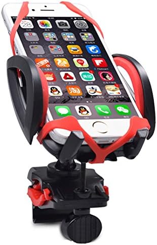 Bike Cell Phone Holder,360 Degrees Rotation,Strong Adjustable Clamp Silicone Band Straps Bike Mount,Heavy Duty Bicycle Phones Cradle Holder for Any Phone,Grey,Red