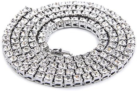 18'' 22'' 26'' Punk Hip Hop Round Cut 5mm Cubic Zirconia Tennis Chain Necklace (22)
