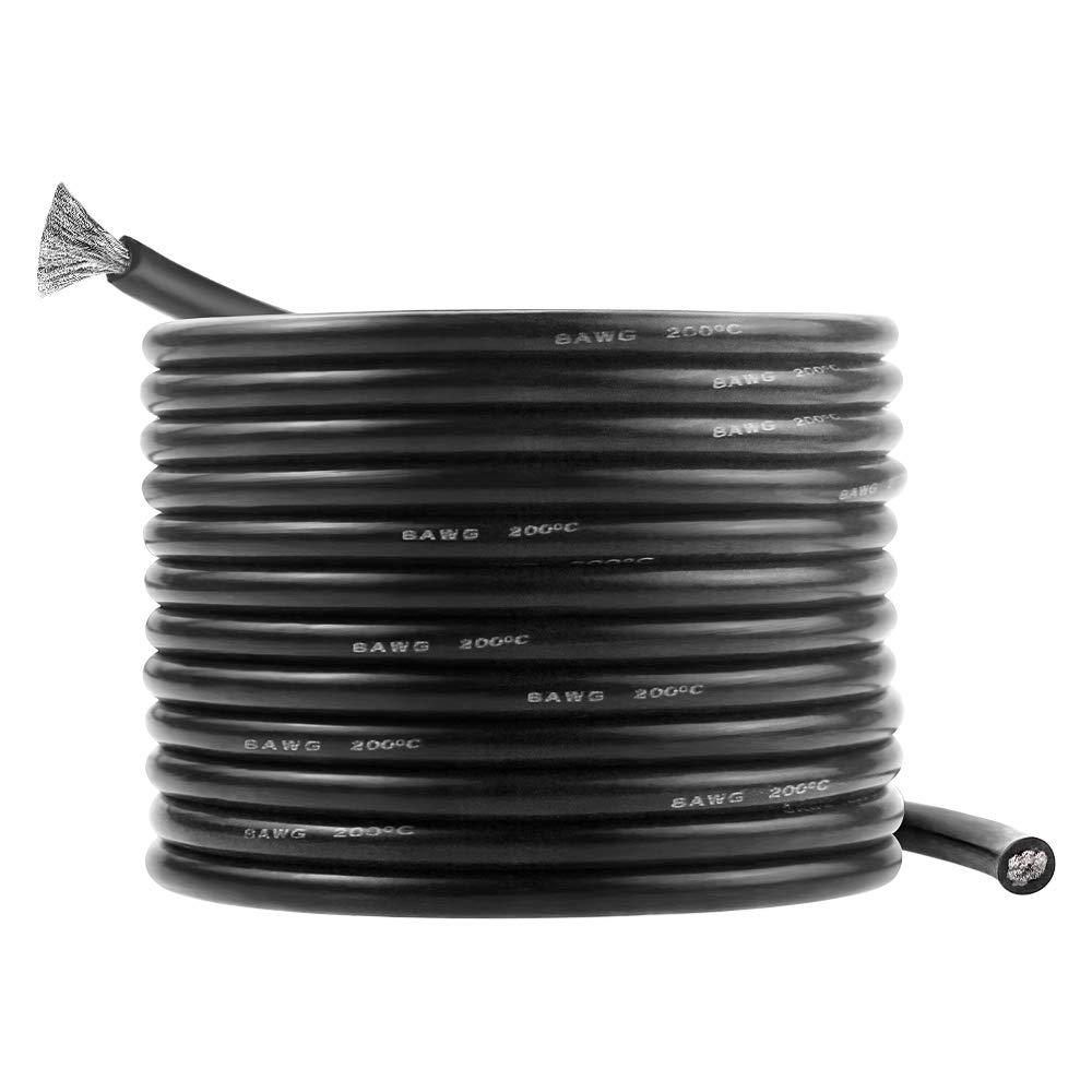 Silicone Wire 8 AWG Black 16 feet 5M Ultra Flexible 8 Gauge Tinned Copper Conductor Electric Wire Cable