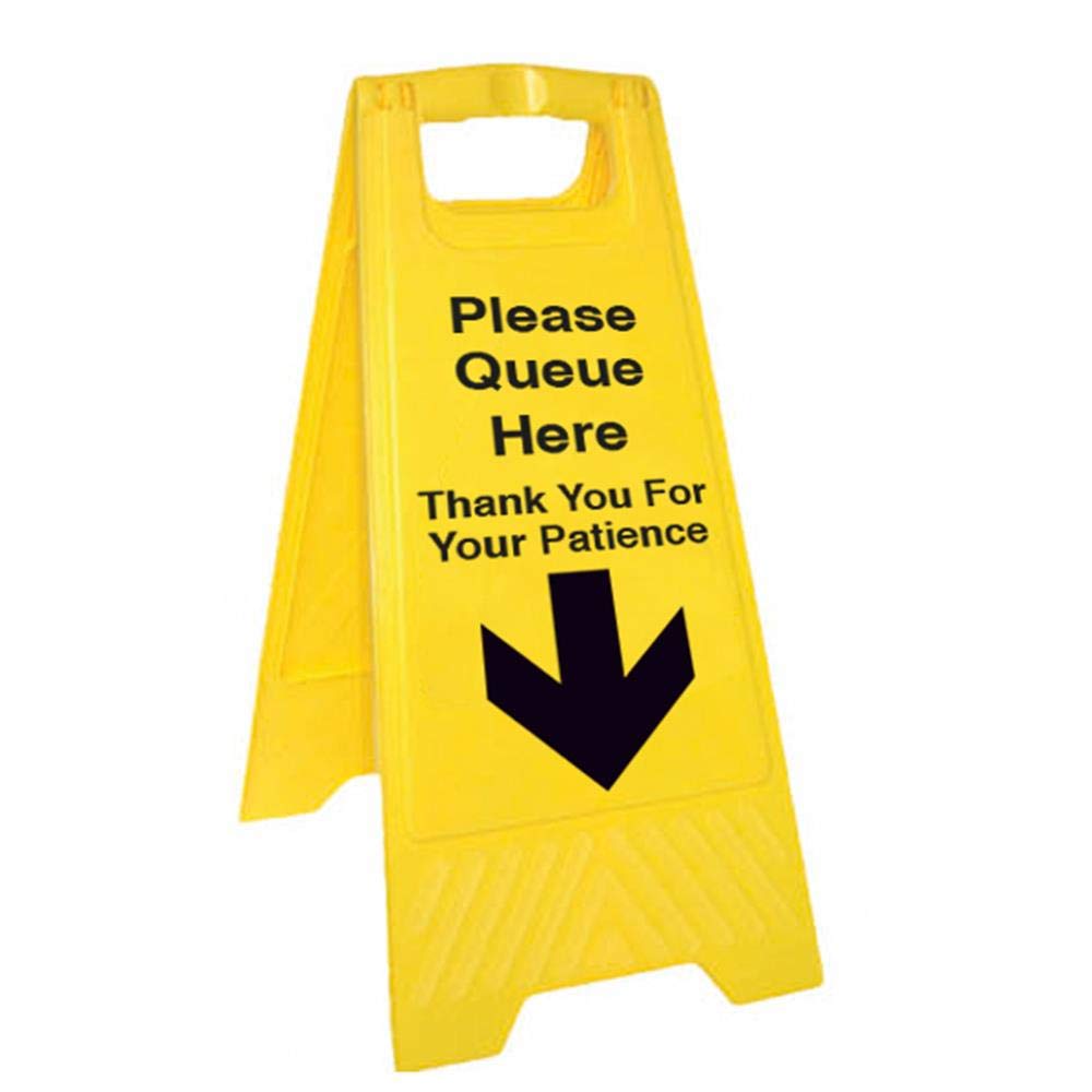 V Safety Please Queue Here Thank You - Double Sided Floor Sign Safety Sign