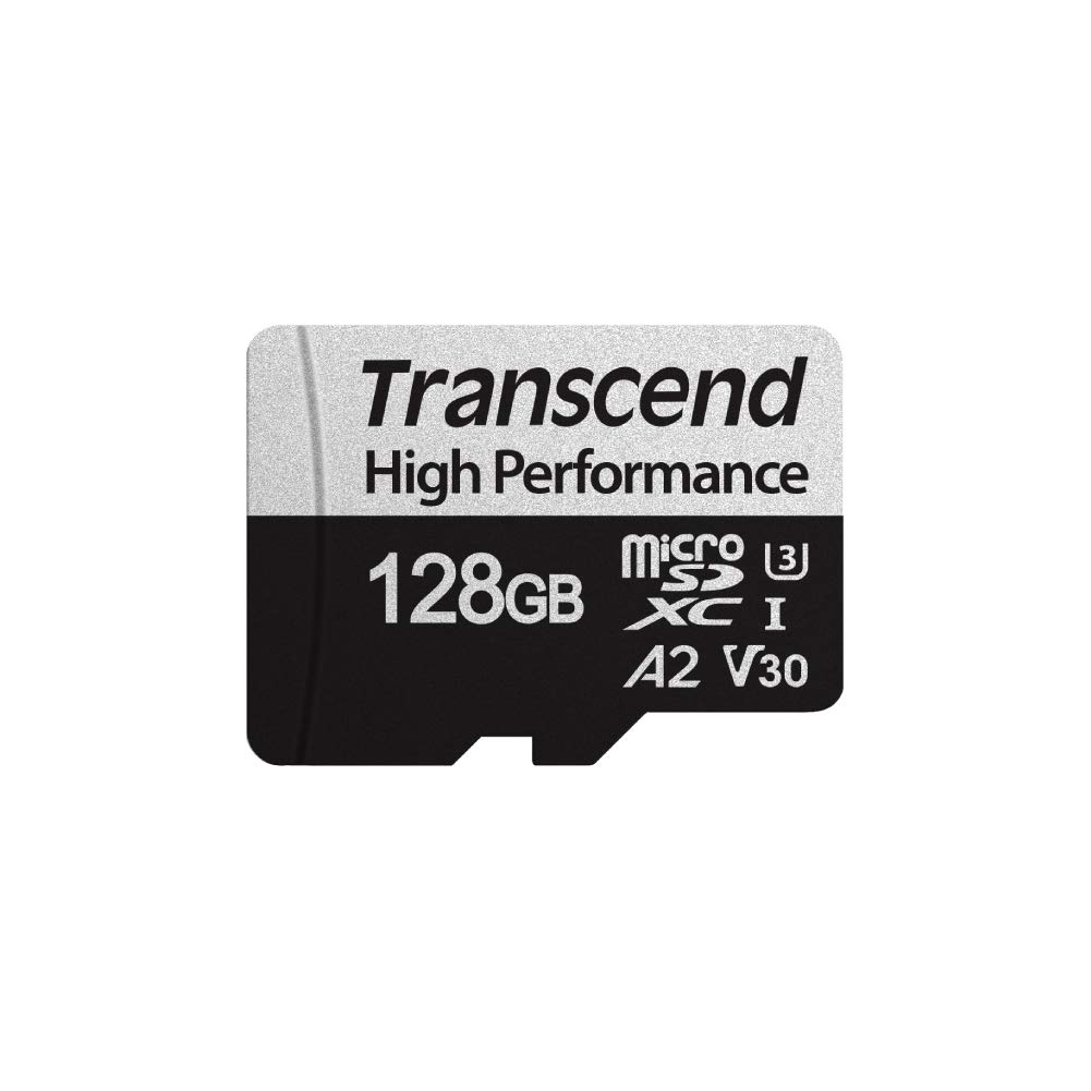 Transcend TS128GUSD330S 128GB High Performance microSDXC 330S Memory Card, Class 10, U3, V30, A2, 100/85 MB/s black / grey