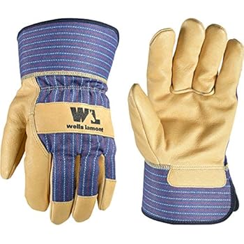 Heavy Duty Work Gloves with Leather Palm, Large (Wells Lamont 3300L)