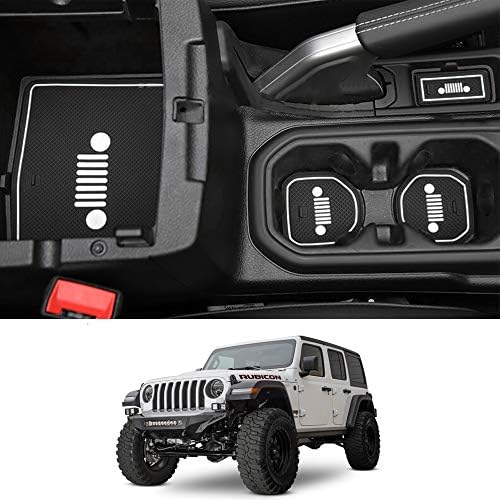 LITTOU 19PCS Custom Fit Cup holder, Door Slot, Console Liner Accessories for 2018 Jeep Wrangler JL Interior Door, Anti-dust, Non-slip, Storage Mats Decoration Liner (White)