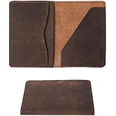 PIDAVLIYA'S 100% Leather Credit Card Holder for Men & Women – Slim Minimalist Bifold Wallet with RFID Blocking, Front Pocket Small Card Case (Brown)
