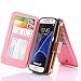 Galaxy S7 Case, CaseUp 12 Card Slot Series - [Zipper Cash Storage] Premium Flip PU Leather Wallet Case Cover With Detachable Magnetic Hard Case For Samsung Galaxy S7, Glitter Rose Gold