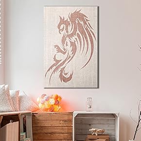 Canvas Wall Art - Dragon Pattern on Vintage Background - Giclee Print Gallery Wrap Modern Home Art Ready to Hang - 12x18 inches