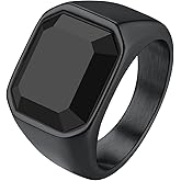 Richsteel Black Onyx Signet Ring for Men