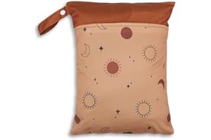 Smarbore Wet Dry Bags for Baby Cloth Diapers & Breast Pump Parts, Waterproof Reusable Wet Bag with Two Zippered Pockets & Handle, Beach Pool Gym Bag Stroller Yoga Toiletries Daycare Organizer