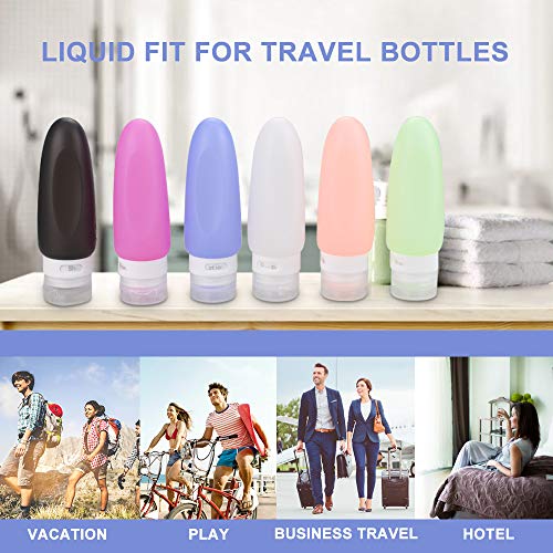 Travel Bottles, Wedama Leakproof Silicone Travel Containers with 6 Pcs TSA Approved Squeezable 3 oz Travel Bottles & Accessories for Cosmetic Shampoo Conditioner Lotion Soap Liquids Toiletrie
