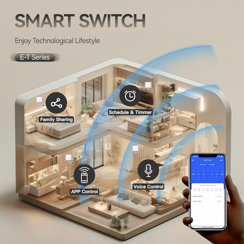 BSEED Smart Wall Touch Switch, Glass Panel, Push Button with LED Lights, Easy to Clean, E-Series, 1 Gang 1 Way, 86 mm White