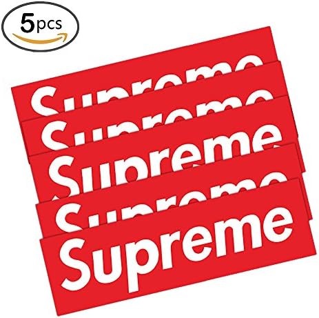 5 Pcs Supreme Box Logo Sticker (7.5 Inches x 2.2 Inches) Waterproof and Oil Proof Sticker Car Sticker, Skateboard Sticker, Laptop Stickers, Luggage Sticker, Custom Sticker DIY Red