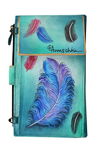 Anuschka Hand Painted Large Smartphone Case & Wallet Floating Feathers, Fft