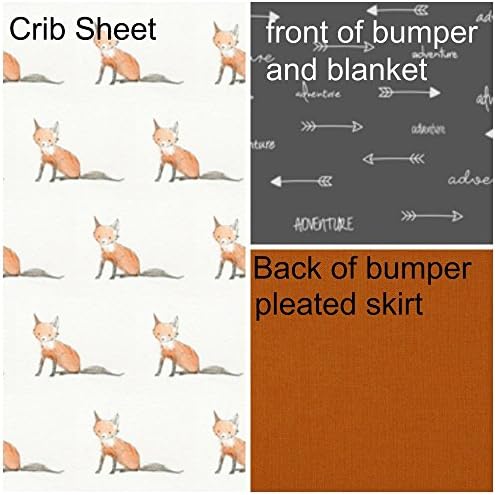 Fox Crib Bedding, Standard or mini crib, Gray and Orange
