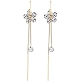 ASHMITA 18K Flower Crystal Earrings With Tassel Open Ear Hoops Hypoallergenic Charm Earrings Jewelry for Women Girls