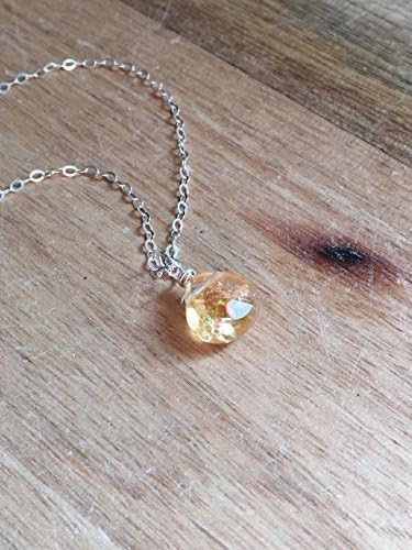 Citrine Necklace 16" Sterling Silver