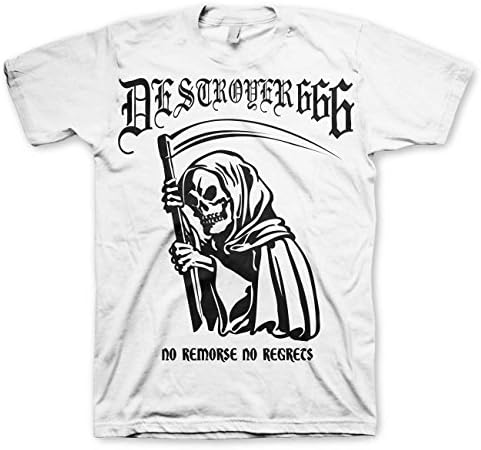 Destroyer 666 - Mens No Remorse T-Shirt, Size: Large, Color: White
