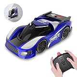 DEERC RC Cars for Kids Remote Control Car with Wall Climbing,Low Power Protection,Dual Mode,360°Rotating Stunt,Rechargeable High Speed Mini Toy Vehicles with LED Lights Gifts for Boys Girls,Color Blue