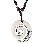 STWTR Pendant Necklace for Men and Women Tribal Style Antique Engraved Spiral Swirl Hook Pendant Necklace