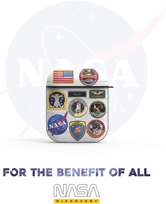 SosoJustgo2 Fashion NASA Airpods 1&2 Couple Protective Case, Cute Silicone Storage Case Compatible Shockproof Cover Protective Charging Case for Airpods(NASA 02)