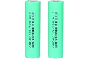 Svenirven 3.7V 2600mAh Flat top Rechargeable Batteries for Headlamp, LED Flashlight, Electronic Devices etc (Green) 2 Packs