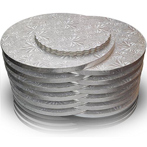 TROLIR 12 inch Round Cake Drums, 12 Pack, Smooth Edge, Sturdy and