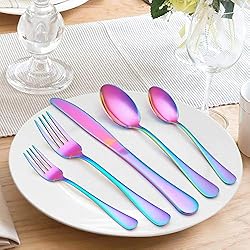 LIANYU Rainbow Flatware Cutlery Set, 20 Piece