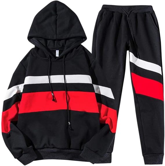 Amazon ニカ メンズ パーカーセット 春秋冬 スポーツウェア 2点セット 長袖パーカー ロングパンツ 上下 フードパーカー ストライプ 韓国風 ゆったり 着痩せ カジュアル 学生 ファション トレーナー パーカー 通販
