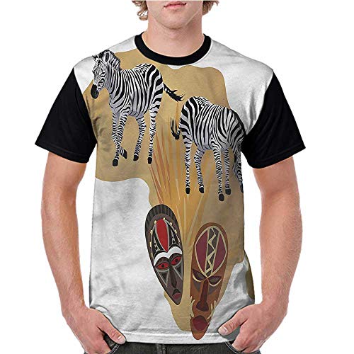Crew Neck Short Shirts,Safari,Traditional Ceremonial Mask S-XXL Women's Regular Top Sleeve