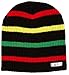 neff Daily Stripe Slouchy Knit Beanie Winter Hats for Men & Women, Black/Rasta, One Size