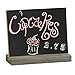 MyGift 4 Pack Small Tabletop Chalkboard Wedding Name Card with Rustic Brown Wood Base, Decorative Standing Price or Label Cards for Cafe, Bakery, Food Buffet Tables, 5 X 6 Inch