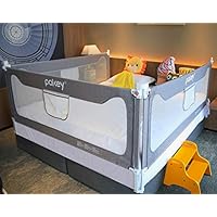 Goldenvalueable Bed Rail Guard 3 Set Vertical Collapsible for Baby Toddlers and Kids (Grey, Queen)