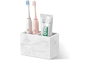 Luxspire Toothbrush Holder, Fast Drying Tooth Brush Holder for Bathroom, Diatomite Electric Tooth Brush and Toothpaste Organizer for Bathroom Kitchen Vanity Countertop, Marble White