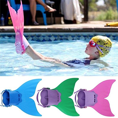 Sinwo Children Kids Mermaid Swim Fin Mermaid Monofin Tail Flipper Swimwear (Green)