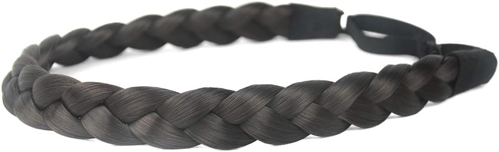BOBIYA 3 Strands Synthetic Hair Braided Headband Classic Chunky Wide Plaited Braids Elastic Stretch Hairpiece for Women Girl (Dark Brown) - Image 4