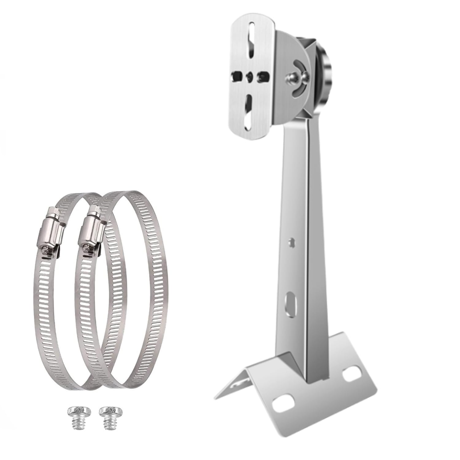 CTXSumTec CCTV Security Camera Corner Pole Mounting Bracket with 2 Loops for Surveillance Camera, Dahua Bullet and PTZ Cameras(Stainless Steel, 25.8cm/10.16") (1 Duckbill Mount（Steel）)