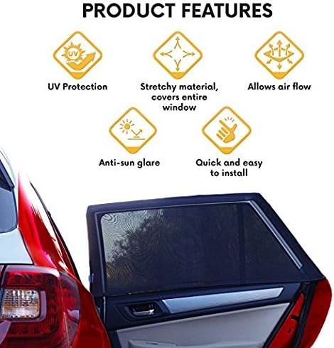 Car Window Shades, Front and Rear Side Window Sun Shades, Car Sunshade Protector, Protects Kids, Babies and Pets from UV Light and Hot Sun, Universal Fit (99%) Cars, 4 Pack + Free Cling Sunshade