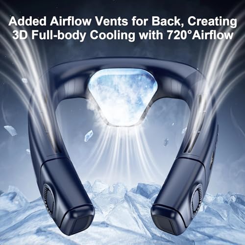 FUGUIFA Neck Air Conditioner Fans That Blow Cold Air, 6000 mAh Battery Operated Wearable Cooling Device Fan, Bladeless, Rechargeable Fan, BLue