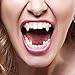COTEY Halloween Vampire Teeth with Adhesive - Retractable Vampire Fangs for Kids and Adults, Halloween Costume Novelty & Monster Teeth, Easy to Apply and Remove
