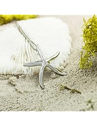 Plata de ley de alta pulido Starfish colgante con 18" Caja Cadena