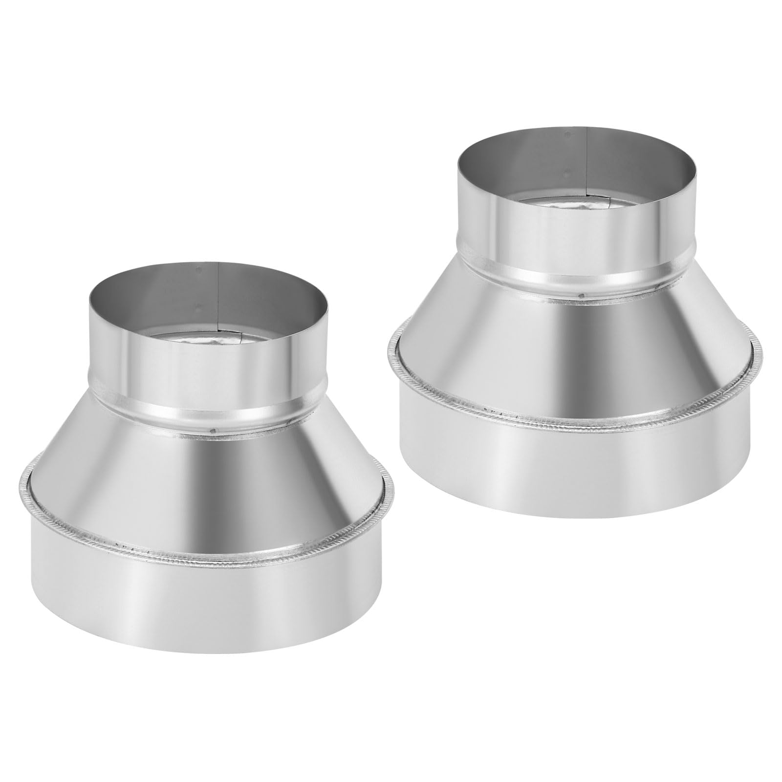 Photo 1 of PATIKIL 6 Inch to 4 Inch Round Duct Reducer Increaser Connector, 2 Pcs Galvanized Steel Air Duct Adapter Pipe Fitting for Bathroom Kitchen Inline Ventilation Systems, Silver Tone