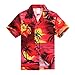 Boy Hawaiian Aloha Luau Shirt and Shorts 2 Piece Cabana Set in Red Sunset