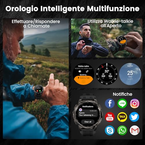 KOSPET Tank T4C Smartwatch with GPS, Full Metal Body, LED Flashlight, 50 Day Battery, Health Monitor 24/7.5ATM/IP69K, 170+ Sports Modes, 1.5 Inch Screen, Android & iOS Black