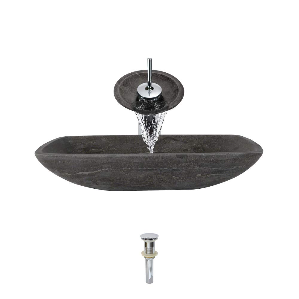 Mr Direct 868 Swf C 868 Limestone Vessel Chrome Bathroom Ensemble