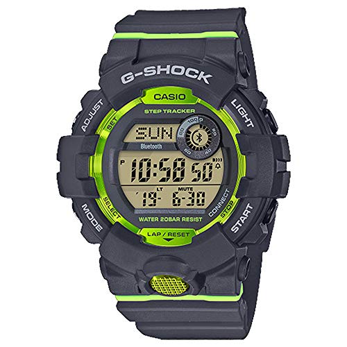 Casio G-Shock Men's GBD800-8 Bluetooth G-Squad Digital Watch, Grey/Lime Green (GRYLMGRN/8), One Size