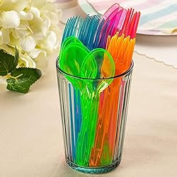 Rainbow Plastic Silverware Set, Neon