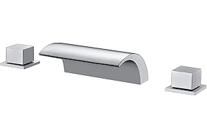 sumerain Deck Mount Tub Faucet, 2 Handle Waterfall Roman Tub Faucet, Chrome Finish