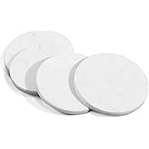 Mela Artisans Set of 4 Hand Crafted Marble Coasters - White, Round | Coffee Table Decor | Absorbent Keeping Surfaces Dry & Safe | Ideal for Wine Glasses, Water Cups or Beer Mugs