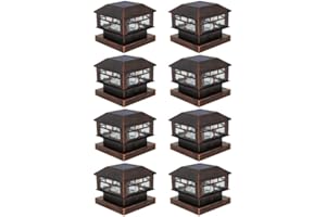 POWGDLT Solar Post Cap Lights Bronze Fence Deck Post Light Solar Powered Fit 3.5x3.5 4x4 5x5 Wooden Posts 8 Packs