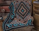 Mision Del Rey Southwestern Accent Throw 50x60 -Navajo Turquoise