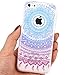 iPhone 5c Case, JAHOLAN Beautiful Clear TPU Soft Case Rubber Silicone Skin Cover for iPhone 5C - Blue Purple Tribal Mandala